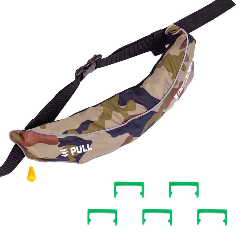 VEVOR Manual Inflatable Belt Pack for Adults, 105N Buoyancy, Over 80 Pounds and Up to 59 in Waist Adjustable, Inflatable PFD Waist for SUP Paddelboarding, Kayaking, Green (CO2 Cylinder Not Included)