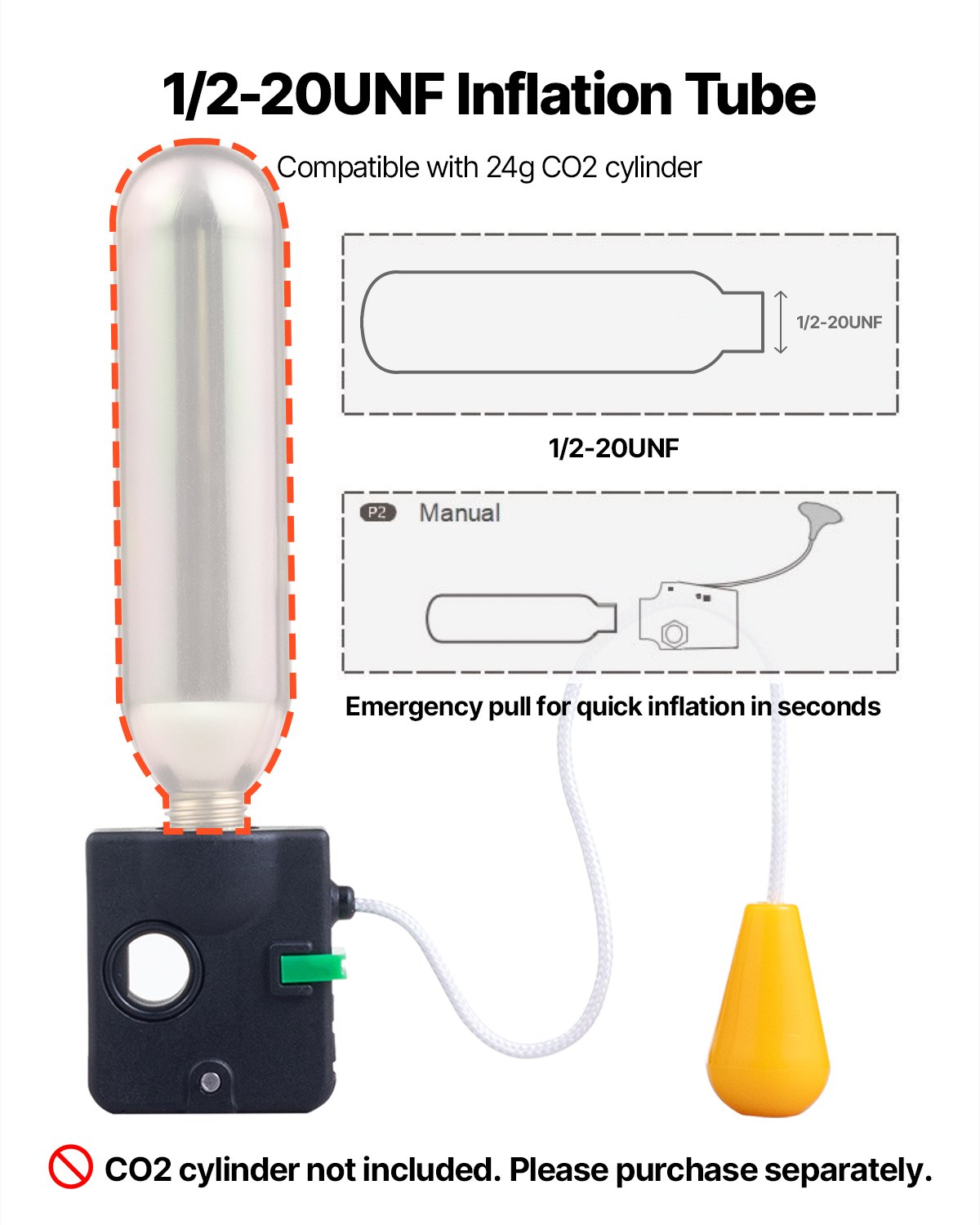 VEVOR Manual Inflatable Belt Pack for Adults, 105N Buoyancy, Over 80 Pounds and Up to 59 in Waist Adjustable, Inflatable PFD Waist for SUP Paddelboarding, Kayaking, Green (CO2 Cylinder Not Included)
