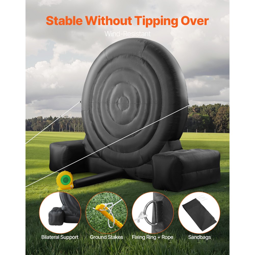 VEVOR Inflatable Soccer Dart Board, over 2.5 m High Giant Soccer Dart Board with 9 Kick Balls & Air Pump, 2-Minutes Setup & Storage Bag for Easy Carrying, for Giant Yard Games, Giant Kick Darts Game