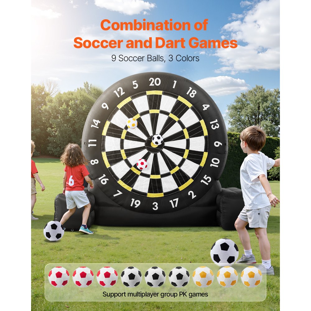 VEVOR Inflatable Soccer Dart Board, over 10 ft High Giant Soccer Dart Board with 9 Kick Balls & Air Pump, 2-Minutes Setup & Storage Bag for Easy Carrying, for Giant Yard Games, Giant Kick Darts Game