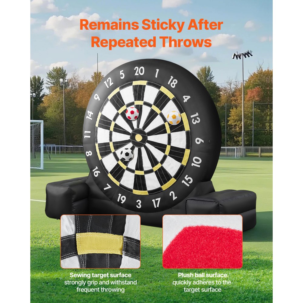 VEVOR Inflatable Soccer Dart Board, over 10 ft High Giant Soccer Dart Board with 9 Kick Balls & Air Pump, 2-Minutes Setup & Storage Bag for Easy Carrying, for Giant Yard Games, Giant Kick Darts Game
