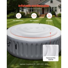Inflatable Hot Tub Cover 4.5ft Round Lid Weatherproof and Waterproof White