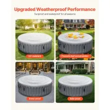 Inflatable Hot Tub Cover 4.5ft Round Lid Weatherproof and Waterproof White