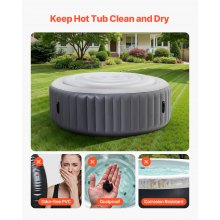 Inflatable Hot Tub Cover 4.5ft Round Lid Weatherproof and Waterproof White