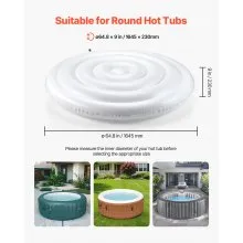 Inflatable Hot Tub Cover 5.4ft Round Lid Weatherproof and Waterproof White