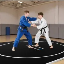 VEVOR 13x13 ft Wrestling Mat Inflatable, Martial Arts Thick Mat for Home Gym Exercise, PVC Foldable Training Mats with Circles and 600W Air Pump, for Gymnastics, Tatami, Jiu Jitsu BJJ MMA Judo, Black
