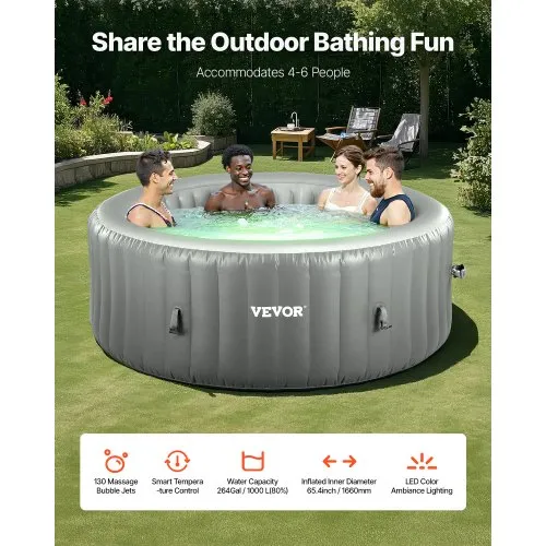 VEVOR Inflatable Hot Tub, to Person Capacity, x 26in