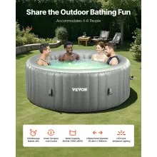 Inflatable Hot Tub 4 to 6 Person Capacity 81.9 x 26in Round Portable Outdoor Spa