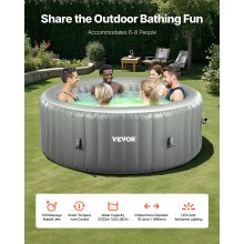 Inflatable Hot Tub 6 to 8 Person Capacity 94.5 x 26in Round Portable Outdoor Spa