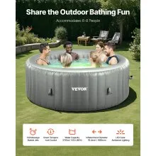 Inflatable Hot Tub 6 to 8 Person Capacity 94.5 x 26in Round Portable Outdoor Spa