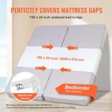 Veovr 2-in-1 Bed Bridge, Extra Long Bed Converter with Fixing Straps and Metal Button,Bed Bridge for Split King Adjustable,King Gap Filler for Bed,Babies,Guests,Couples, 100"L x 24"W