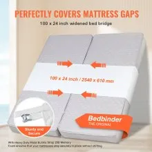 Veovr 2-in-1 Bed Bridge, Extra Long Bed Converter with Fixing Straps and Metal Button,Bed Bridge for Split King Adjustable,King Gap Filler for Bed,Babies,Guests,Couples, 100"L x 24"W