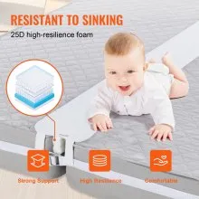 VEVOR Bed Bridge, King Bed Converter Kit, Split King Gap Filler for Adjustable Bed Mattress Connector Mattress Gap Filler with Heavy Duty Metal Buckle Strap 25D Memory Foam (75" L x 10" W)