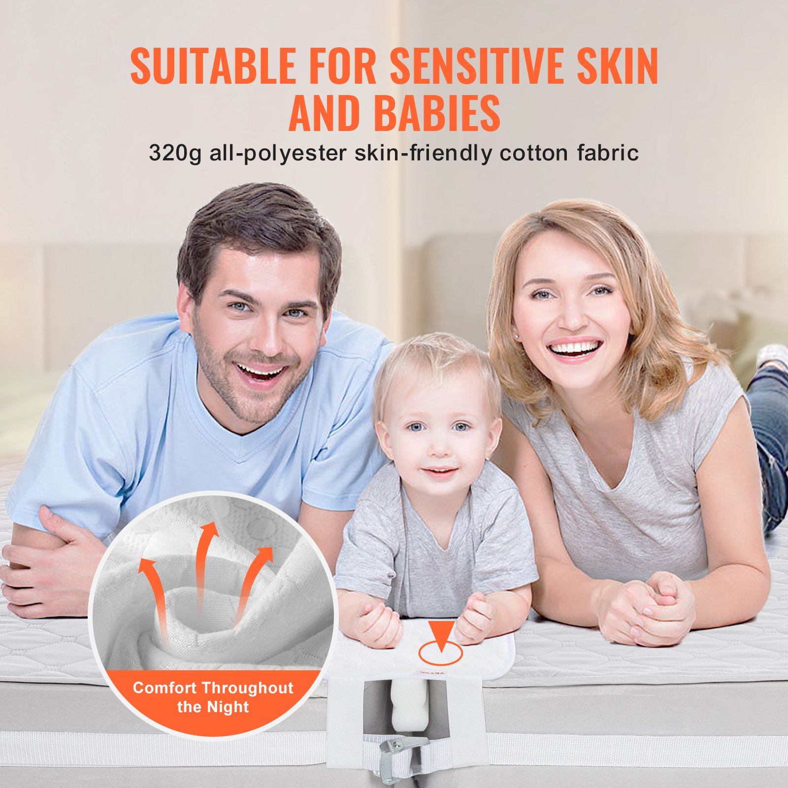 VEVOR Bed Bridge, King Bed Converter Kit, Split King Gap Filler for Adjustable Bed Mattress Connector Mattress Gap Filler with Heavy Duty Metal Buckle Strap 25D Memory Foam (75" L x 10" W)