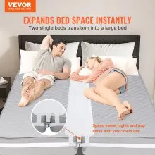 VEVOR Bed Bridge, King Bed Converter Kit, Split King Gap Filler for Adjustable Bed Mattress Connector Mattress Gap Filler with Heavy Duty Metal Buckle Strap 25D Memory Foam (75" L x 12" W)