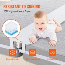 VEVOR Bed Bridge, King Bed Converter Kit, Split King Gap Filler for Adjustable Bed Mattress Connector Mattress Gap Filler with Heavy Duty Metal Buckle Strap 25D Memory Foam (75" L x 12" W)