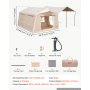 VEVOR Inflatable Tent for Camping 5-8 Person Blow Up Tent with Pump Beige, for Family Outdoor Glamping, Waterproof 420D Oxford, Easy Setup Air House with Skylight, Canopy, Stove Jack & Mesh Windows