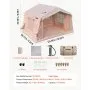 VEVOR Inflatable Tent for Camping 2-4 Person Blow Up Tent with Pump Beige, for Family Outdoor Glamping, Waterproof 420D Oxford, Easy Setup Air House with Skylight, Stove Jack, Mesh Windows & Carry Bag