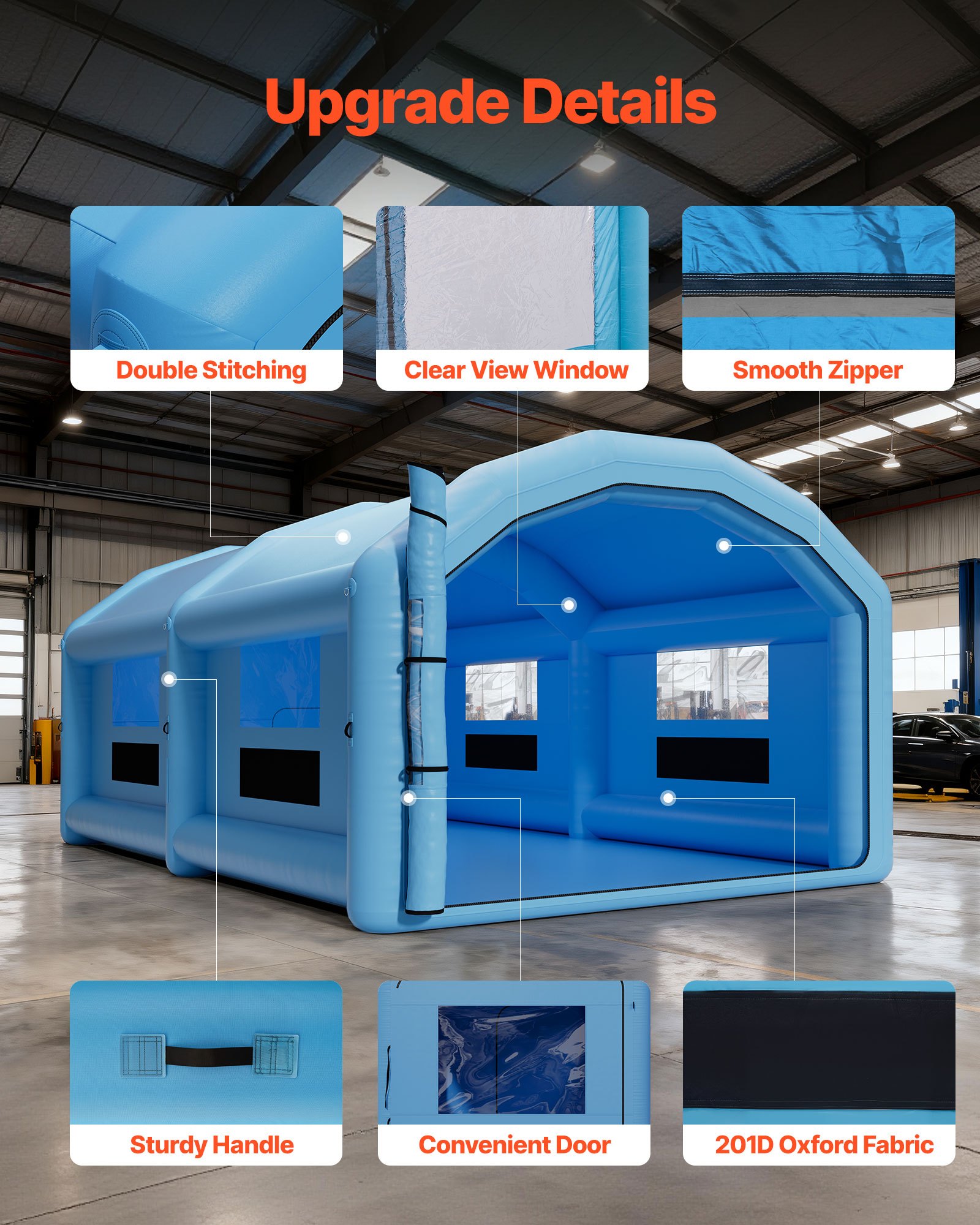VEVOR Inflatable Paint Booth, 32.81 x 19.69 x 13.12 ft, Inflatable Spray Booth with 950W and 1100W Blowers and Air Filter System, Round Roof, for Painting Car, Truck, Furniture, Automotive Sheet Metal