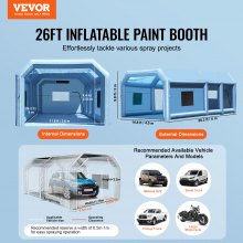 VEVOR Inflatable Paint Booth, 26.2 x 14.8 x 9.8 ft Inflatable Spray Booth, Portable Car Paint Booth for Small Truck, with 950W+750W Powerful Blowers and Air Filter System, Large Motorcycle, Midsize SU