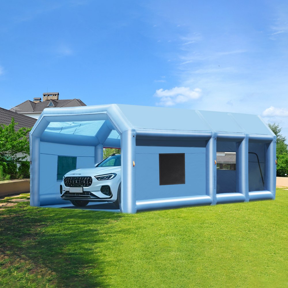 VEVOR Inflatable Paint Booth, 26.2 x 14.8 x 9.8 ft Inflatable Spray Booth, with 950W+750W Powerful Blowers and Air Filter System, Portable Car Paint Booth for Small Truck, Large Motorcycle, Midsize SU