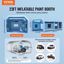 VEVOR Inflatable Paint Booth, 23 x 13.1 x 9 ft Inflatable Spray Booth, with 750W+480W Powerful Blowers and Air Filter System, Portable Car Paint Booth for Small Truck, Large Motorcycle, Midsize SUV