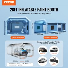 VEVOR Inflatable Paint Booth, 27.9 x 15.7 x 10.8 ft Inflatable Spray Booth, with 950W+750W Powerful Blowers and Air Filter System, Portable Car Paint Booth for Small Truck, Large Motorcycle, Midsize S