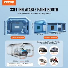 VEVOR Inflatable Paint Booth 32.8x21x14.8ft Inflatable Spray Booth 1100W+750W
