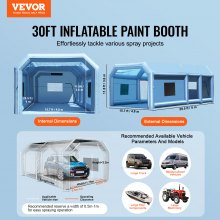 VEVOR Inflatable Paint Booth, 29.5 x 15.7 x 11.8 ft Inflatable Spray Booth, with 950W+750W Powerful Blowers and Air Filter System, Portable Car Paint Booth for Large Truck, Large Van, Large Machinery