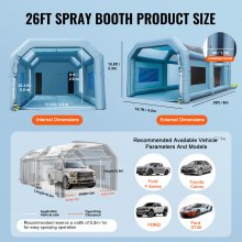 VEVOR Inflatable Paint Booth, 26x15x11ft Inflatable Spray Booth, High Powerful 750W+950W Blowers Spray Booth Tent, Car Paint Tent Air Filter System for Car Parking Tent Workstation Motorcycle Garage