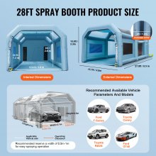 VEVOR Inflatable Paint Booth, 28x16x11ft Inflatable Spray Booth, High Powerful 750W+950W Blowers Spray Booth Tent, Car Paint Tent Air Filter System for Car Parking Tent Workstation Motorcycle Garage