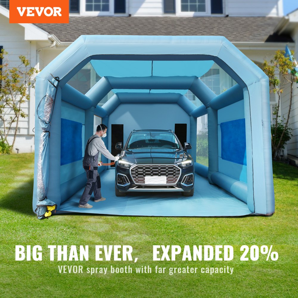 VEVOR Inflatable Spray Booth Car Paint Tent 28x16x11ft Filter System 2  Blowers