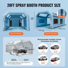 VEVOR Inflatable Spray Booth Car Paint Tent 28x16x11ft Filter System 2 Blowers