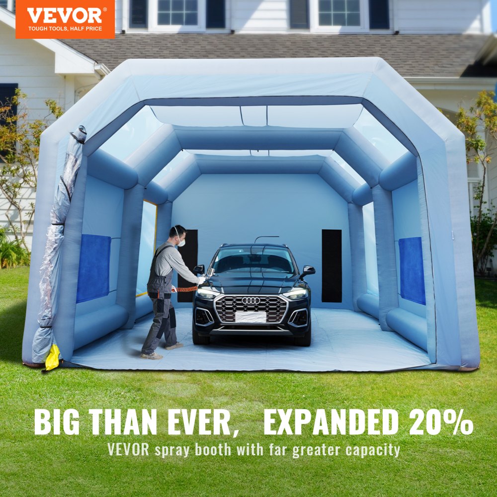 VEVOR Inflatable Paint Booth 20 ft. x 13 ft. x 8.5 ft. Car Paint Tent w/Filter and 2-Blowers for Car Parking Tent Workstation