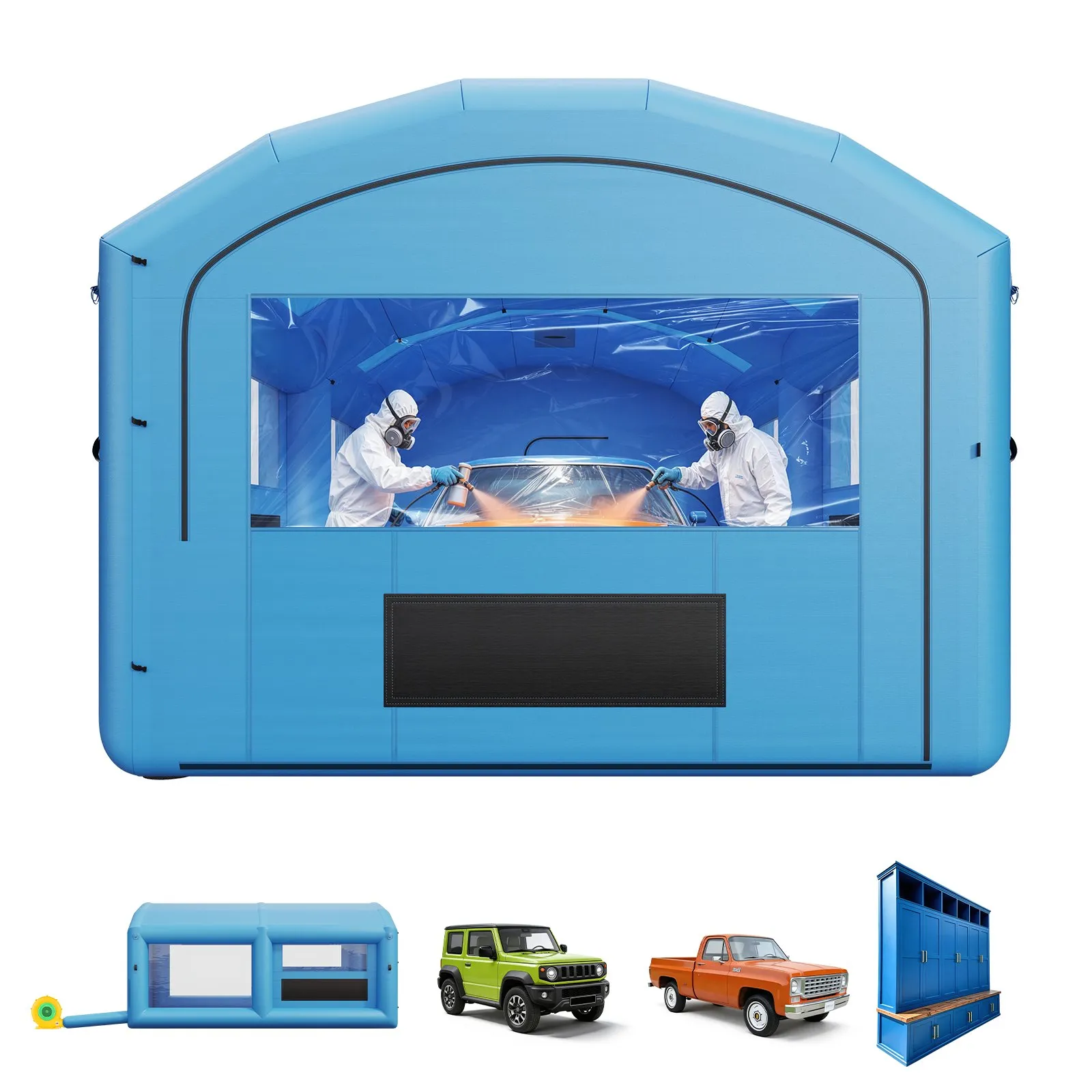 VEVOR Inflatable Paint Booth, 21 x 13 x 10 ft, Portable Spray Booth with 1100W Powerful Blower and Large Filter Cotton, Arched Roof Blow Up Painting Tent for Mid-Size Pickup Truck, Large Furniture