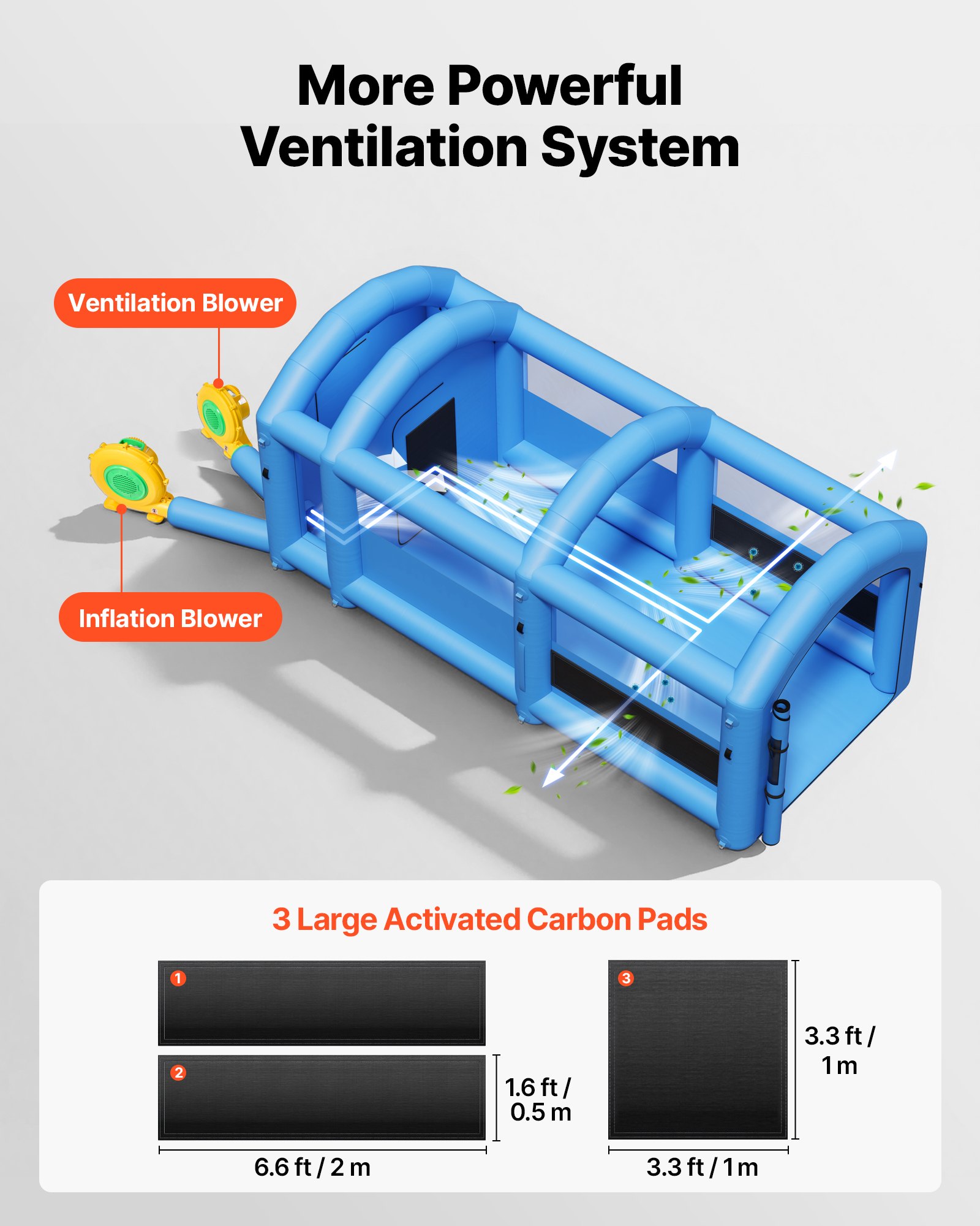 VEVOR Inflatable Paint Booth, 20 x 10 x 8 ft, Portable Spray Booth with 480W+750W Blowers, Large Filter Cotton, Changing Area, Arched Roof Painting Tent for Bike, Motorcycle, and Furniture, Blue
