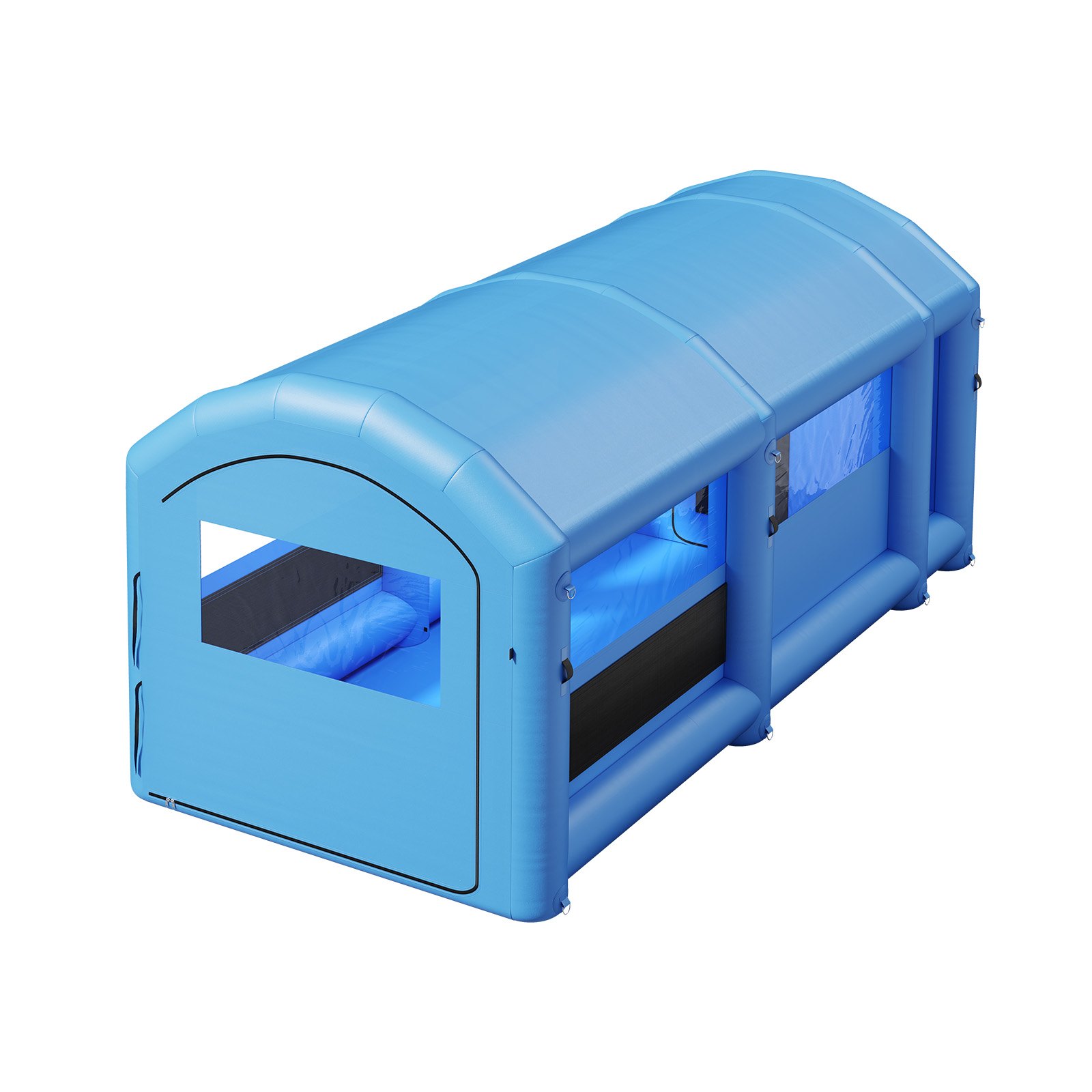 VEVOR Inflatable Paint Booth, 20 x 10 x 8 ft, Portable Spray Booth with 550W+750W Blowers, Large Filter Cotton, Changing Area, Arched Roof Painting Tent for Bike, Motorcycle, and Furniture, Blue