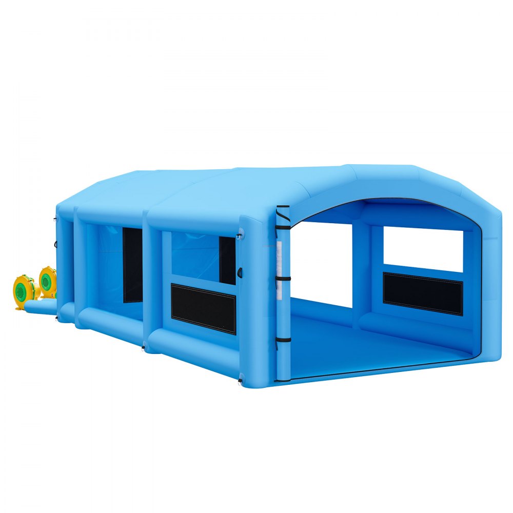 VEVOR Inflatable Paint Booth, 8.5 x 4.5 x 3 m, Portable Spray Booth with 750W+950W Blowers, Large Filter Cotton, Changing Area, Arched Roof Painting Tent for Mid-Size Pickup, Large Furniture, Blue