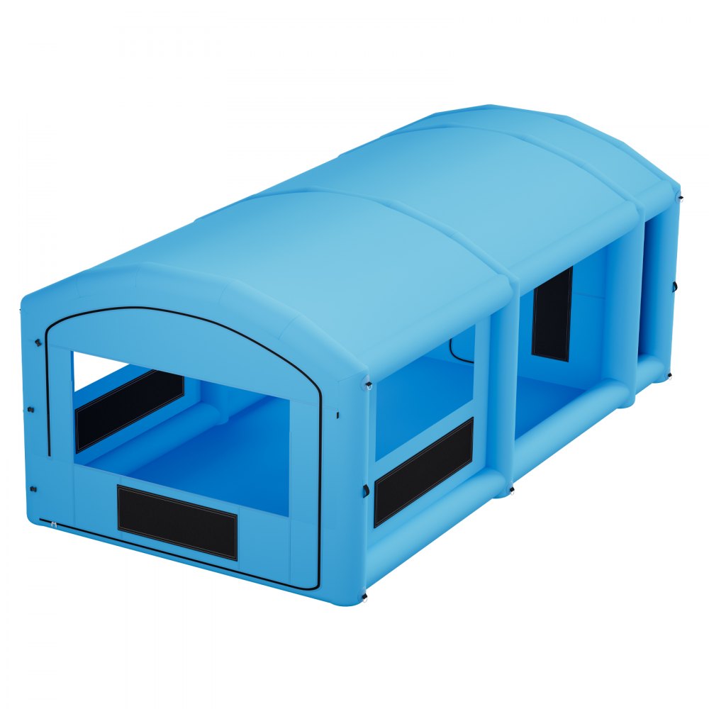 VEVOR Inflatable Paint Booth, 30 x 16 x 12 ft, Portable Spray Booth with 750W+950W Blowers, Large Filter Cotton, Changing Area, Arched Roof Painting Tent for Full-Size Pickup, Small Speedboat, Blue