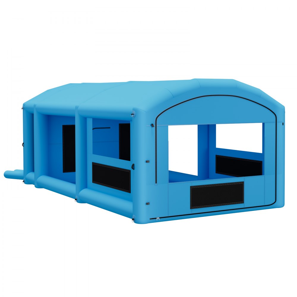 VEVOR Inflatable Paint Booth, 30 x 16 x 12 ft, Portable Spray Booth with 750W+950W Blowers, Large Filter Cotton, Changing Area, Arched Roof Painting Tent for Full-Size Pickup, Small Speedboat, Blue