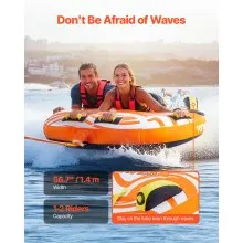VEVOR Towable Tube for Boating 1-2 Riders Inflatable Boat Tubes and Towables