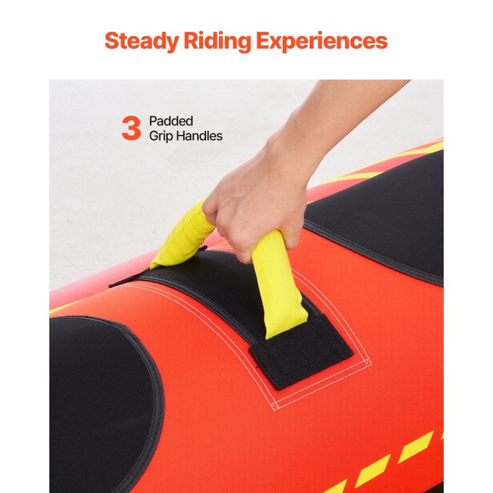 VEVOR Towable Tubes for Boating, 1-3 Riders Inflatable Boat Tubes and Towables, 510lbs Capacity Hot Dog Water Sport Tube for Boat to Pull - with Full Nylon Cover, Padded Handles & Speed Safety Valve