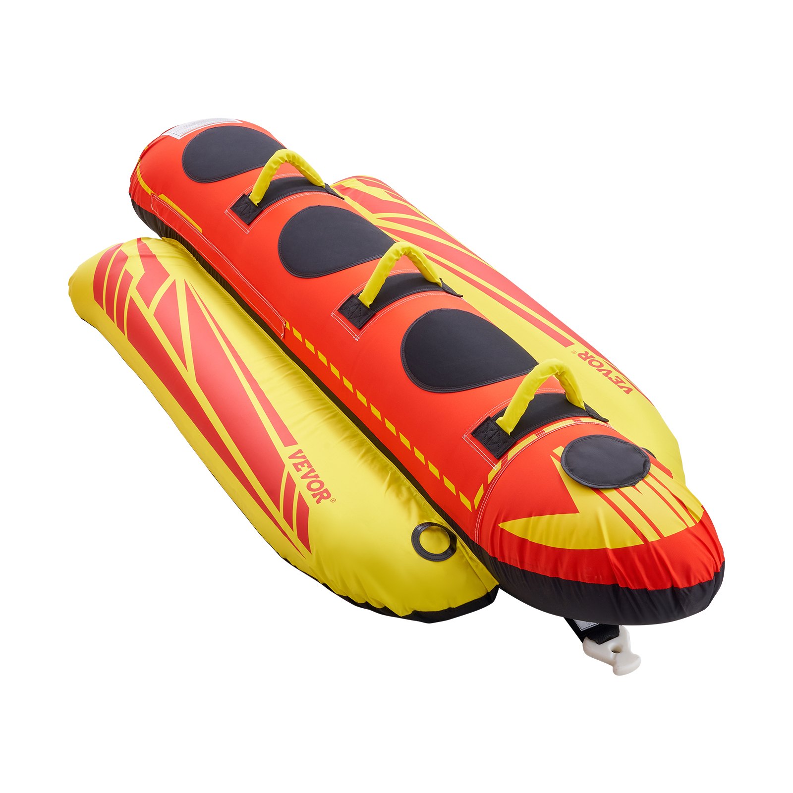 VEVOR Towable Tubes for Boating, 1-3 Riders Inflatable Boat Tubes and Towables, 510lbs Capacity Hot Dog Water Sport Tube for Boat to Pull - with Full Nylon Cover, Padded Handles & Speed Safety Valve