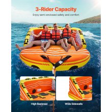 VEVOR Towable Tube for Boating 1-3 Riders Inflatable Boat Tubes and Towables