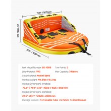 Towable Tube for Boating 1-3 Riders Inflatable Boating Tubes Towable Water Sport