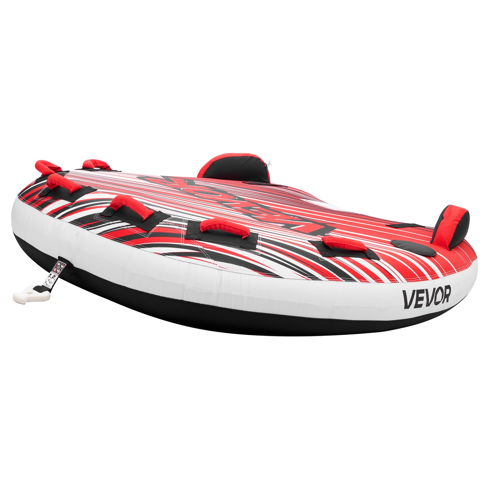 VEVOR Towable Tube for Boating, 3 Riders Inflatable Boat Tubes and Towables, 231 kg Capacity Water Sport Towable Tube for Boat to Pull - with Fins, Full Nylon Cover, Padded Handles & Safety Valve
