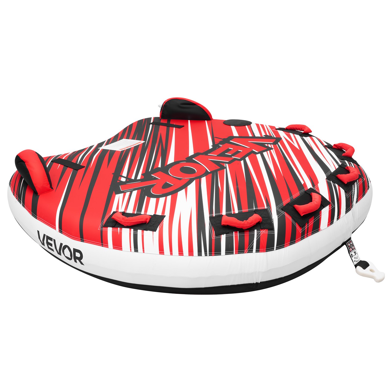 VEVOR Towable Tube for Boating, 3 Riders Inflatable Boat Tubes and Towables, 231 kg Capacity Water Sport Towable Tube for Boat to Pull - with Fins, Full Nylon Cover, Padded Handles & Safety Valve