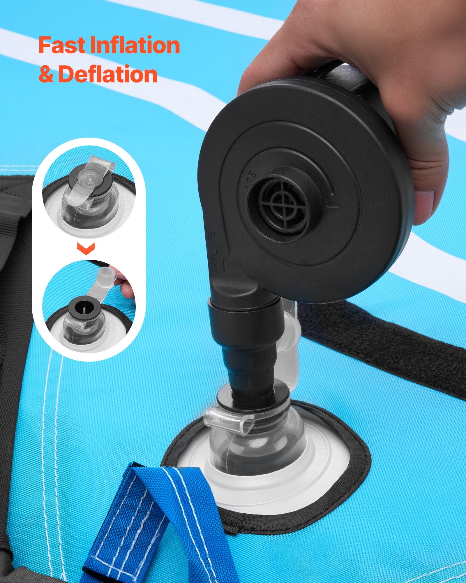 VEVOR Towable Tubes for Boating, 3-Rider Inflatable Towable Tube for Boat to Pull, 231 kg Capacity Water Sports Boating Tubes - with Full Nylon Cover, Dual Tow Points, Safety Valve & Padded Handles