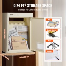 VEVOR Through The Wall Drop Box, Heavy Duty Steel Through the Wall Mailbox with 2.8-7.9" 13" Combination Lock, 12.5x6.3x16.9" Mail Drop Box, Beige