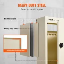 VEVOR Through The Wall Drop Box 12.5x6.3x16.9" Mailbox with Code Lock Beige
